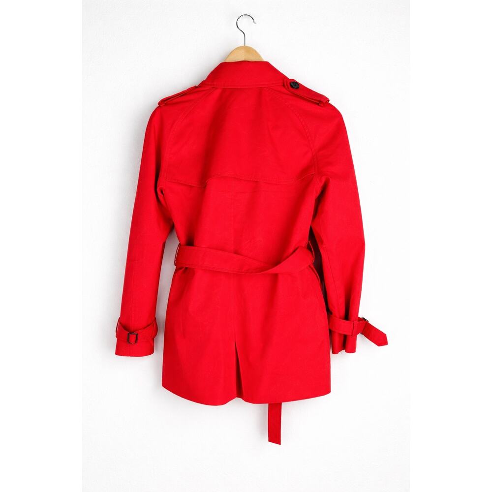 Coach Red Short Trench Coat M Belted Double Breasted Signature Lined - Picture 6 of 6